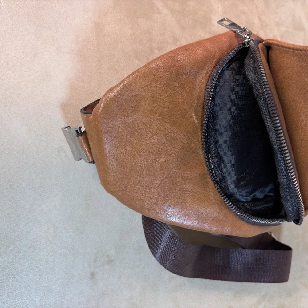 Crossbody Sling Chest Bag, Adj Strap, Zip/Magnetic Front Pocket WEIXIER Brown